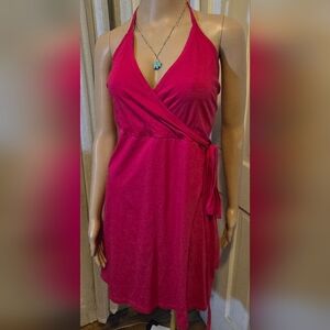 H&M Vibrant Pink Halter Wrap Dress